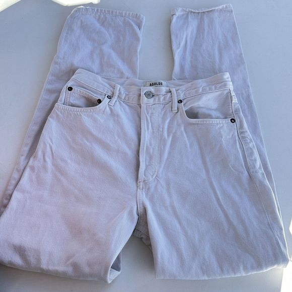 Agolde Womens Size 27 White 90s Pinch Waist in Drum Button Fly Straight Leg Jean - Picture 2 of 12